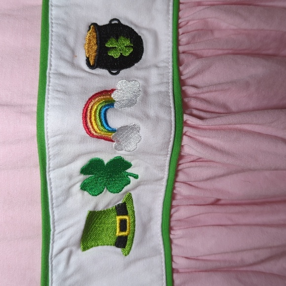 Boutique St. Patrick's Day Set Pants + Tunic Pink and Green Girls Size 6-7 - Picture 5 of 7